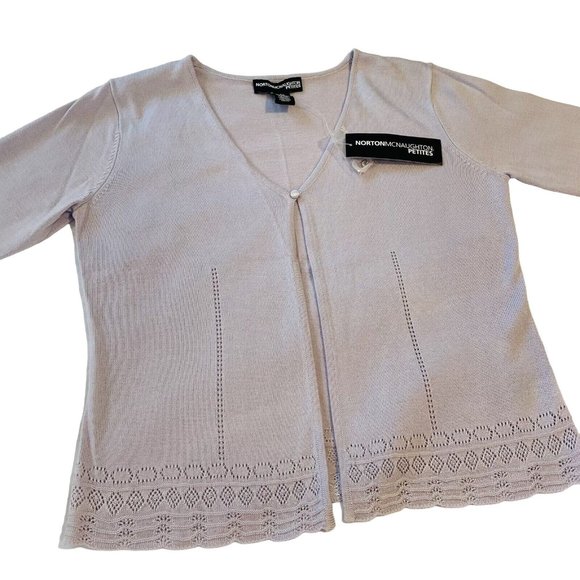 Norton McNaughton Sweaters - Norton McNaughton Laveder 1 Button Cardigan Sweater Petite Small Women Lace